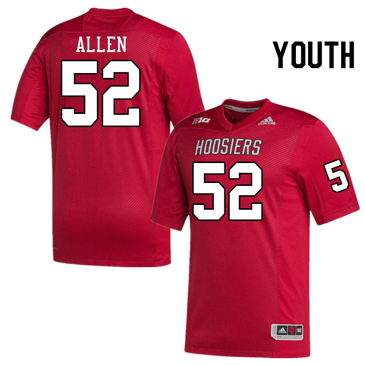 Youth #52 Clayton Allen Indiana Hoosiers College Football Jerseys Stitched-Crimson